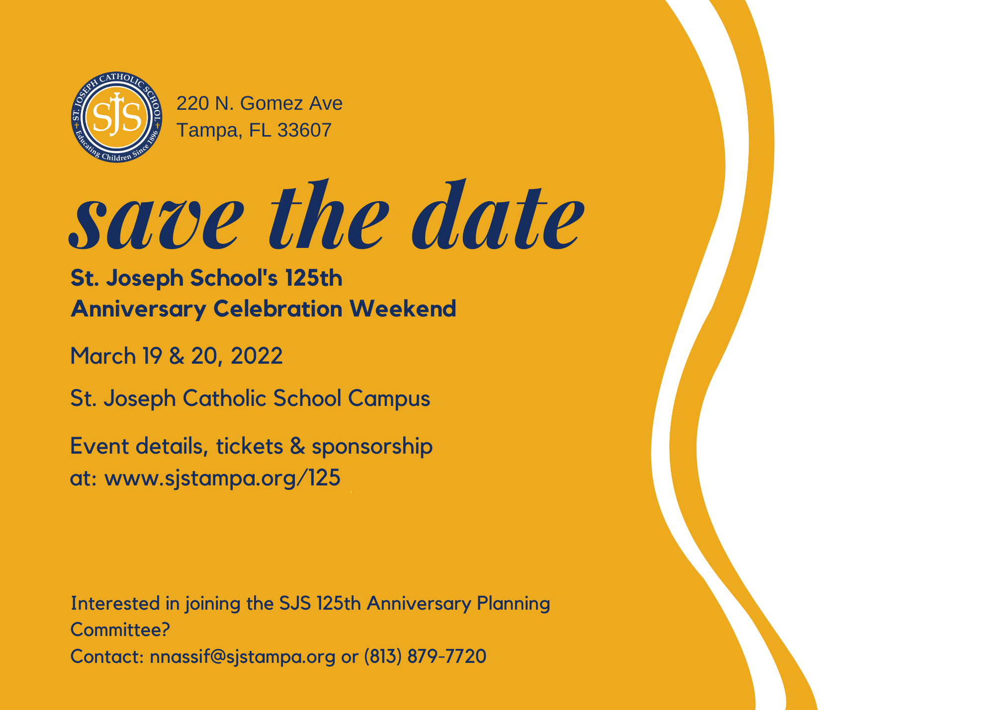 SJCS Save The Date information